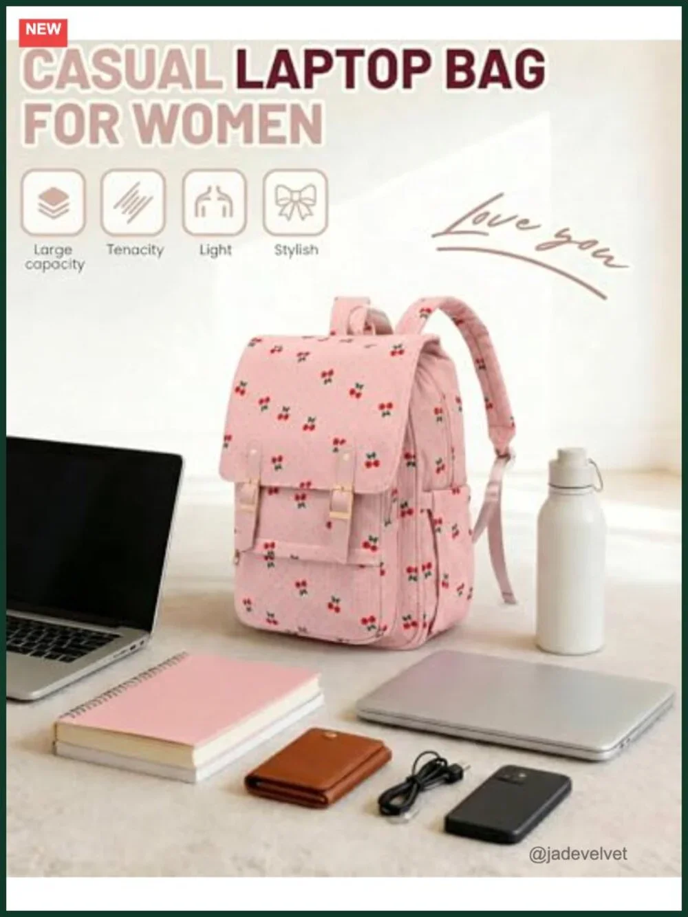 Corduroy Laptop Backpack for Women Fits 15.6 Inch Computer Work Travel Daypack